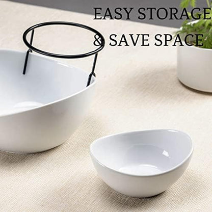 UNICASA Serving Bowls Set, 2 Tier Chip and Dip Bowls with Metal Rack