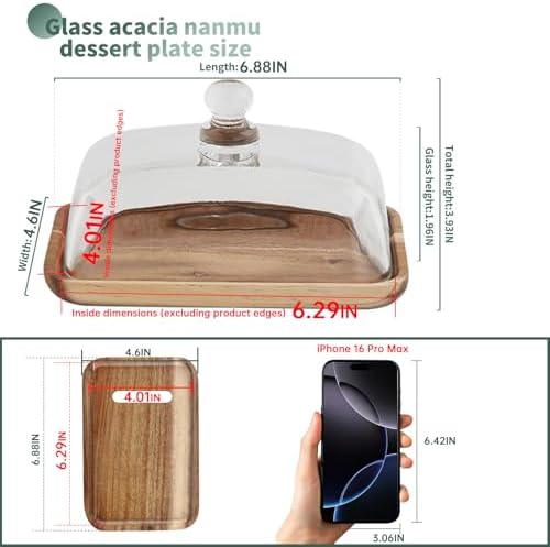 2 Pack Rectangular Wooden Cake Stand, 4 x 6.3 Mini Cake Plate Holder