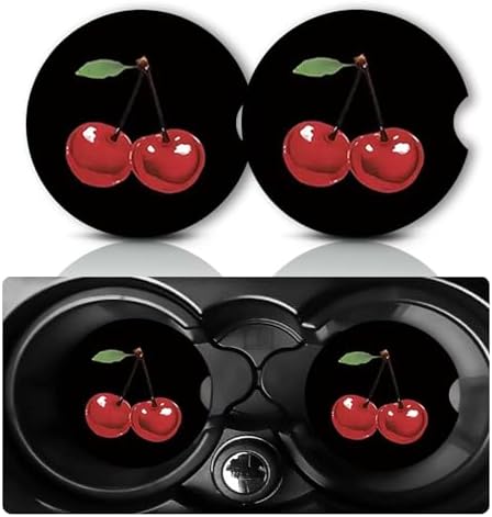 2PCS Cherry Car Cup Holder Coasters Universal Anti-Slip Rubber Mat