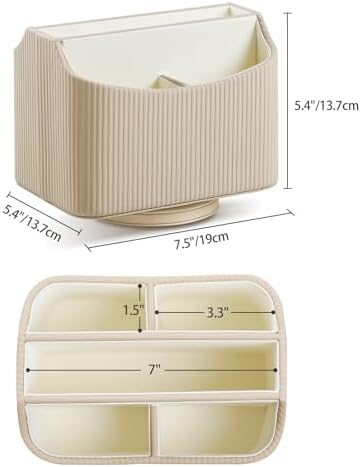 360° Rotating TV Remote Control Holder Desk Remote Organizer Beige