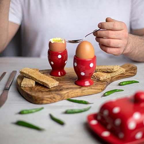 City to Cottage Ceramic Egg Cup Holder Set of 2, Soft Boiled Egg Cups