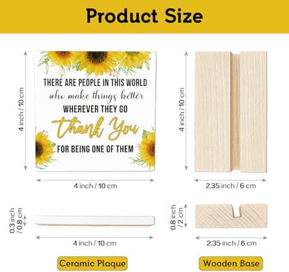 REWIDPARTY Thank You Gifts for Women Men Sunflower Ceramic Sign