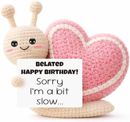 Im Sorry Gift for Her,Crochet Snail Belated Birthday Gifts for Women