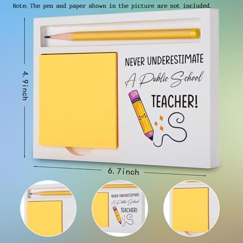 Public School Teacher Gift, Floral Wooden Sticky Note Holder.
