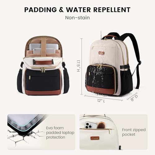 LOVEVOOK Lunch Backpack with Lunch Compartment,15.6 Inch Laptop Work