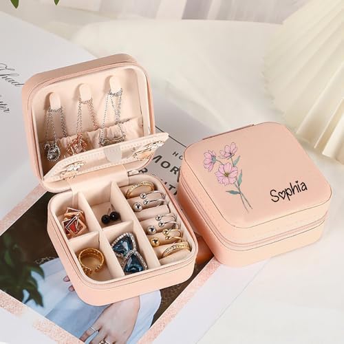 Personalized Jewelry Box for Women, Custom Travel Jewelry Case with
