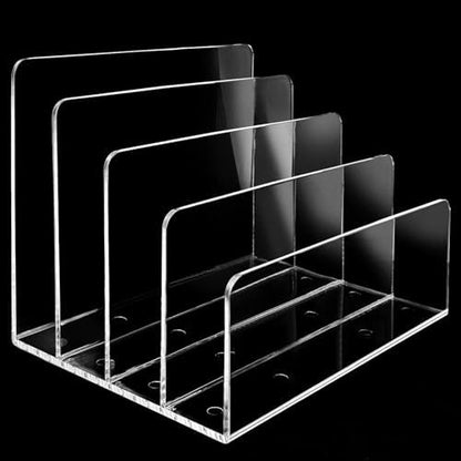 4 Section Acrylic File Organizer, Clear Desk Organizer and