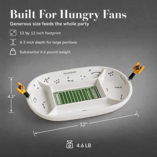 Mud Pie Football Field Platter Set, Divided Game Day Serving Tray