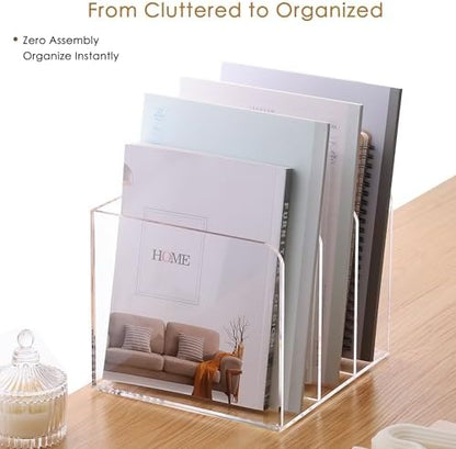 SANRUI Clear Acrylic Vertical Magazine File Organizer with 3-Slot