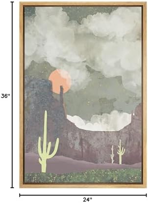 SIGNFORD Framed Canvas Print Wall Art Cloudy Desert Landscape with