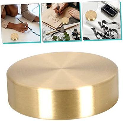 4pcs Round Brass Paperweight for Calligraphy Solid and Desk Accessory