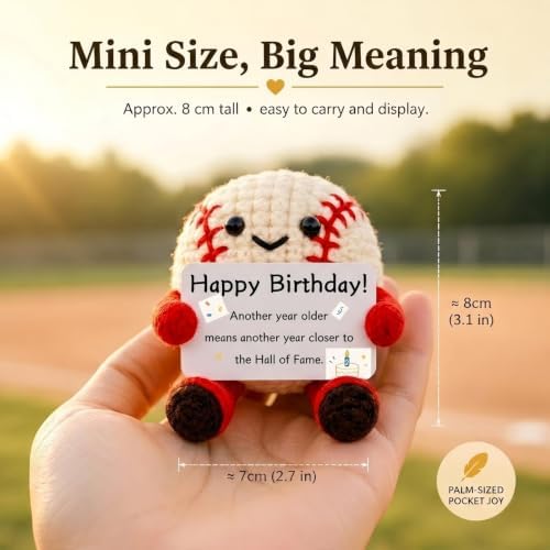 Crochet Baseball Birthday Keepsake Figurine — "Closer to the Hall of