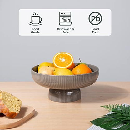 Ceramic Fruit Bowl for Kitchen Counter, Large Fruit Basket with Hole
