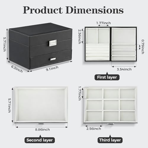 Dajasan Jewelry Organizer Box, Large Jewelry Boxes for Women Girls
