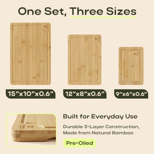 ROYAL CRAFT WOOD Wooden Cutting Boards for Kitchen Meal Prep & Serving