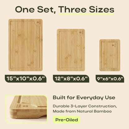 ROYAL CRAFT WOOD Wooden Cutting Boards for Kitchen Meal Prep & Serving