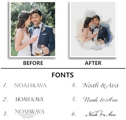 Dotride Watercolor Custom Couple Portrait Gift from Photo