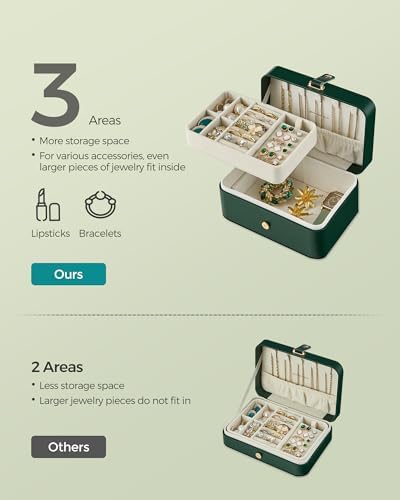 SONGMICS Travel Jewelry Organizer, 2-Layer Portable Jewelry Box Case