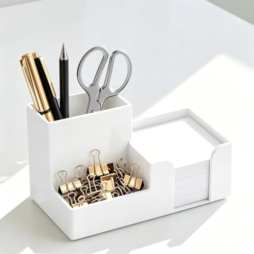 HBlife Acrylic Pen Holder for Desk, 3-Compartment Small Desk