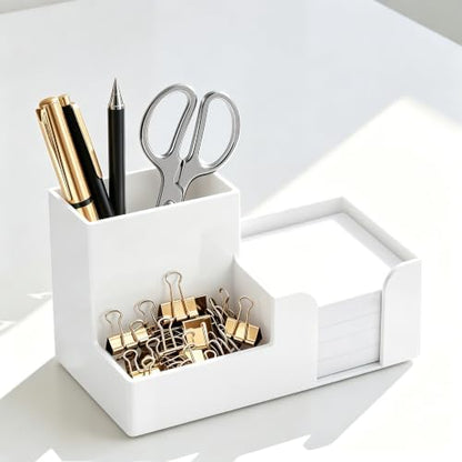 HBlife Acrylic Pen Holder for Desk, 3-Compartment Small Desk
