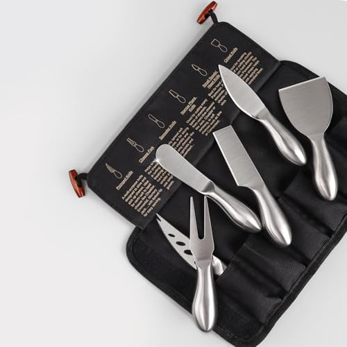 6-Piece Cheese Knife Set, Premium Stainless Steel, Storage Bag