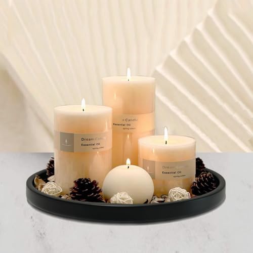 Round Black Metal Candlestick Tray, Decorative Serving Tray, Candle