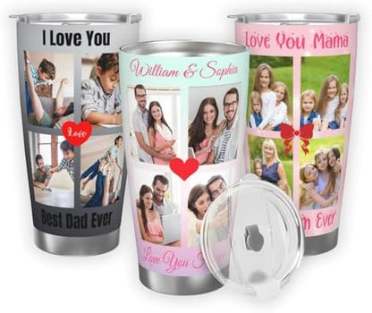 Personalized Tumbler Coffee Mug Custom Mug Cups with Picture Photo Lid