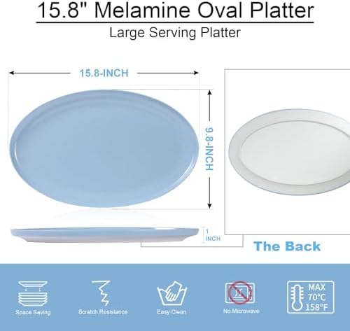 Webbylee ‌16" Melamine Oval Platter Set of 2- Lightweight Durable