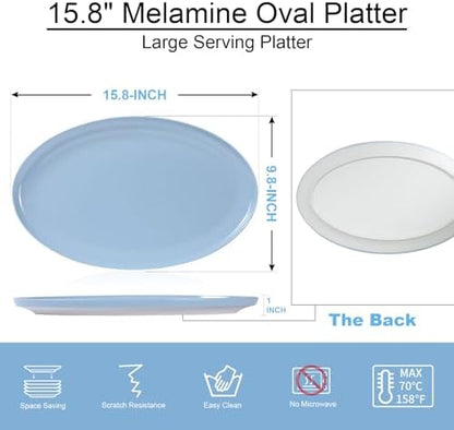 Webbylee ‌16" Melamine Oval Platter Set of 2- Lightweight Durable