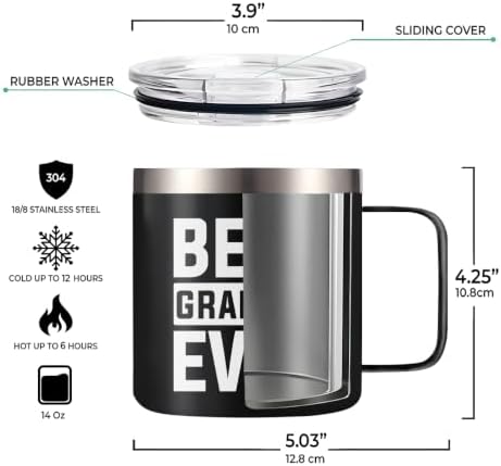 SANDJEST Grandpa Tumbler Insulated Coffee Mug with Handle 14oz Grandpa