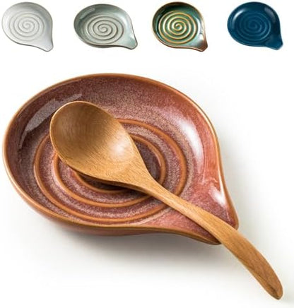 LAUCHUH Spoon Rest for Stove Top, Ceramic Spoon Holder for Kitchen