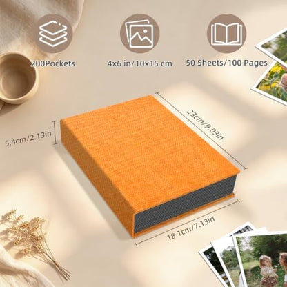 Popotop Photo Album 4x6 200 Pockets for Wedding Gifts,Linen Hardcover