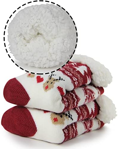 BenSorts Women Winter Thick Slipper Socks with Grippers Warm Fuzzy