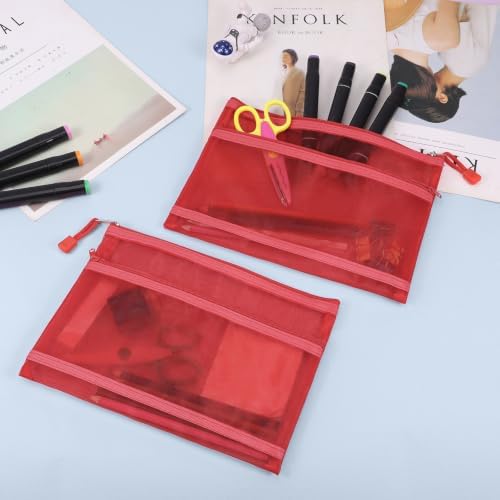 12 Pieces Zipper Nylon Mesh Pouch, Mesh Cosmetic Bags Makeup Bags