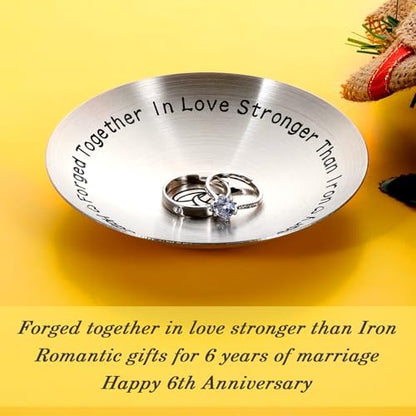 TI-EDC 6th Anniversary Iron Gifts for Her and Him - 4" Ring Holder