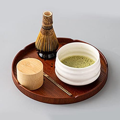 Tea Tray,Round Wooden Cherry Blossom Pattern Tray Japanese Style Food