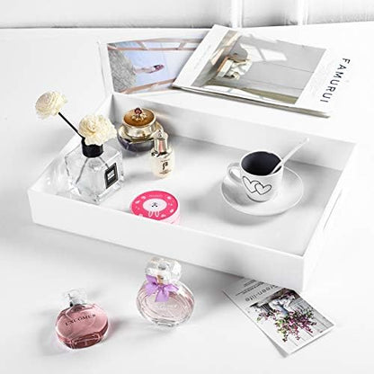 Sooyee Acrylic Serving Tray with Handles, 16" x 12", White