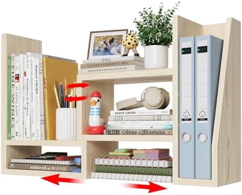 Desktop File Organizer Desk Organizer Shelf - Wooden Office