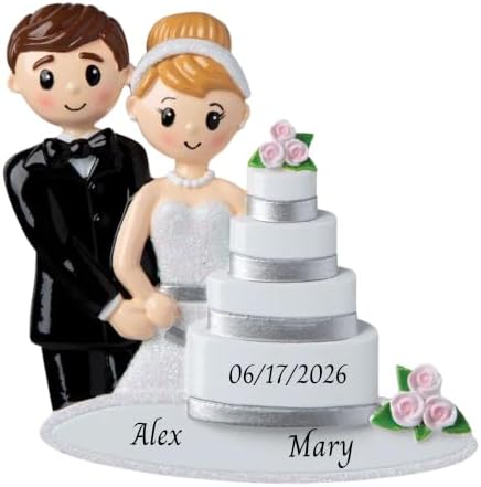 Lydia Gifts Personalized Wedding Couple with Cake Christmas Ornament