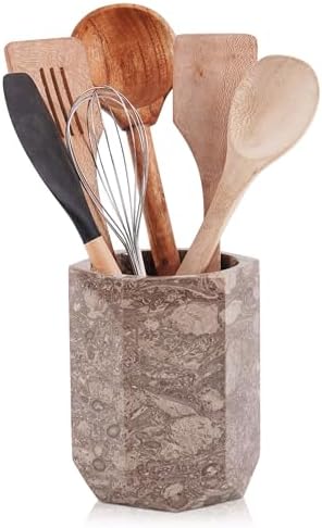 Radicaln Marble Utensil Holder Kitchen Counter, 6.5 Inch Spoon Crock