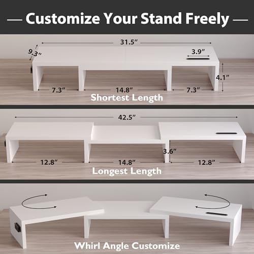 BONTEC Dual Monitor Stand Riser, Adjustable Length & Swivel Angle