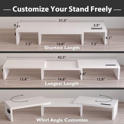 BONTEC Dual Monitor Stand Riser, Adjustable Length & Swivel Angle
