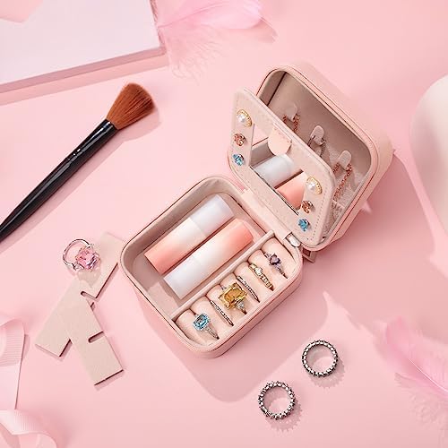 Jewelry Box for Women, Birthday Gifts, Pink Small Travel Earring