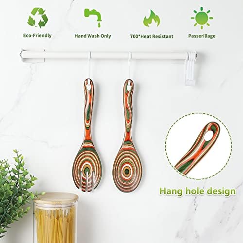 Salad Tongs, Pakkawood Wooden Spoons,Mixing Dinner Fork and Spoon