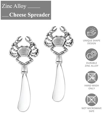 UP Crab Cheese Spreader Set, Zinc Alloy Butter Spreaders with