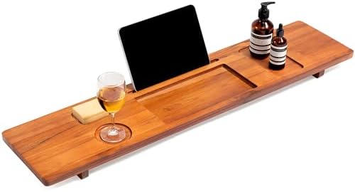 39 Inch Teak Bathtub Tray for Freestanding Tubs, Luxury Bath Caddy