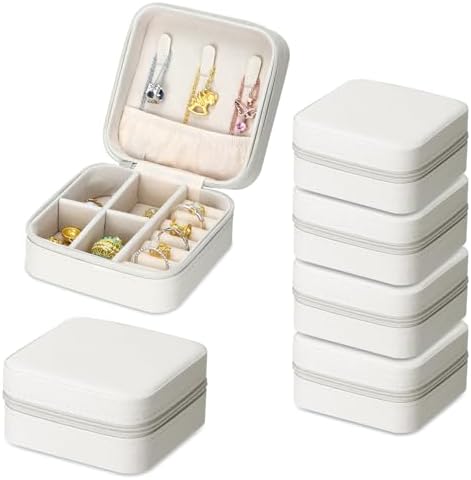 QWORK Travel Jewelry Case - 6 Pack Small Jewelry Travel Organizer Box