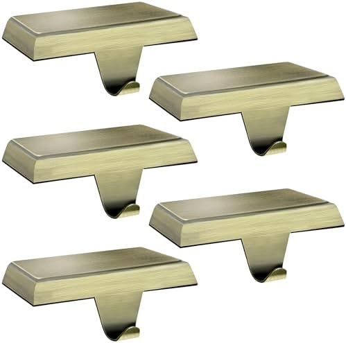 Palonu 4 Pcs Christmas Bronze Stocking Holders, Heavy Duty Mantle