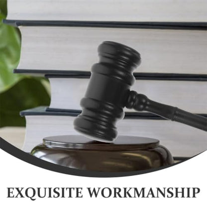 Black Wooden Judge Gavel Set with Base for Courtrooms