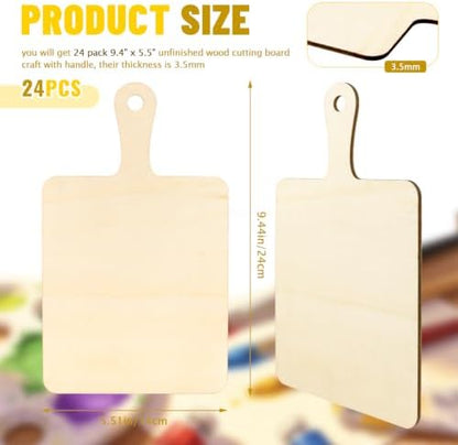 Vmiapxo 24 Pack Unfinished Wood Cutting Board Craft with Handle